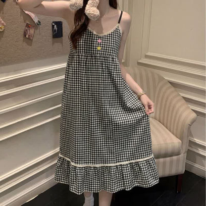 Ownkoti Black White Gingham Ruffle Nightdress - image 7