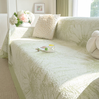 Ownkoti Artistic Sunflower Chenille Sofa Throw Blanket - Green - 71" x 134" - image 0