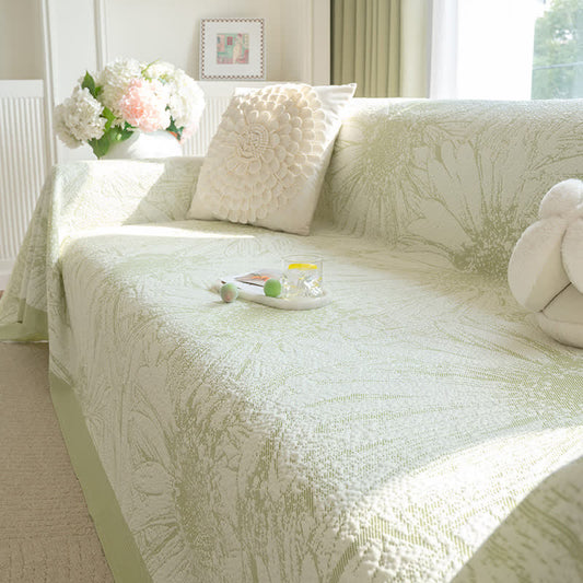 Ownkoti Artistic Sunflower Chenille Sofa Throw Blanket - Green - 71" x 134" - image 0