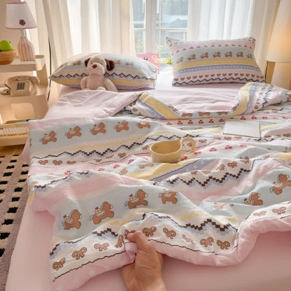 Ownkoti Pink Bow Bear Washed Cotton Bedding Set - image 3