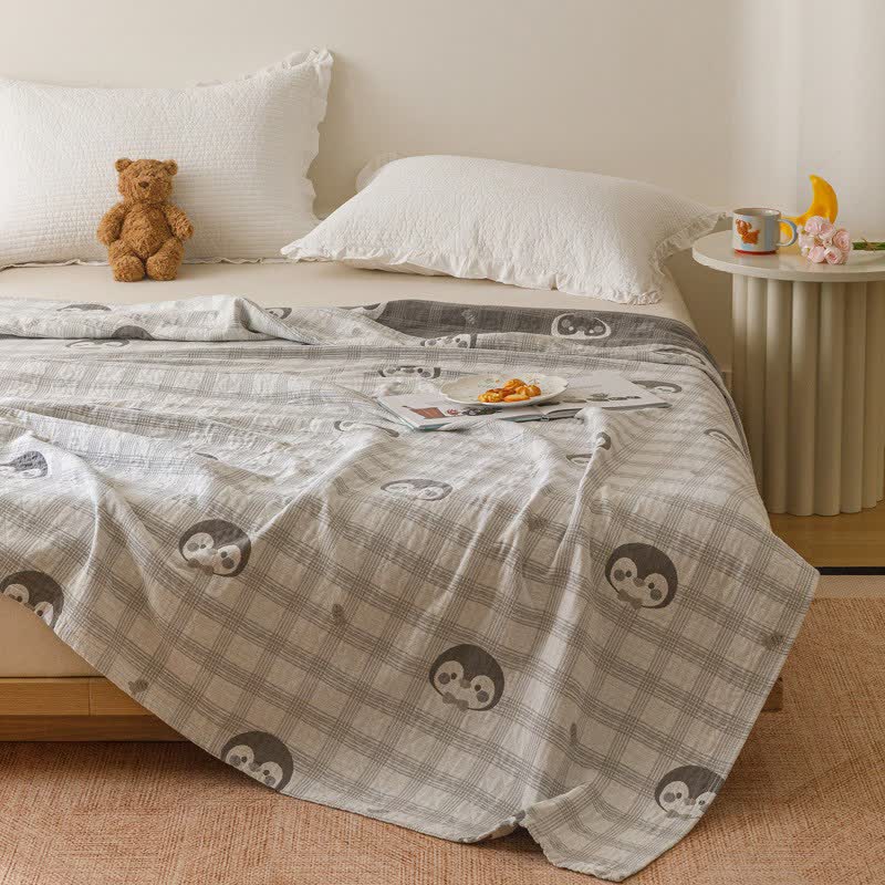 Ownkoti Penguin & Plaid Cotton Gauze Quilt - image 2