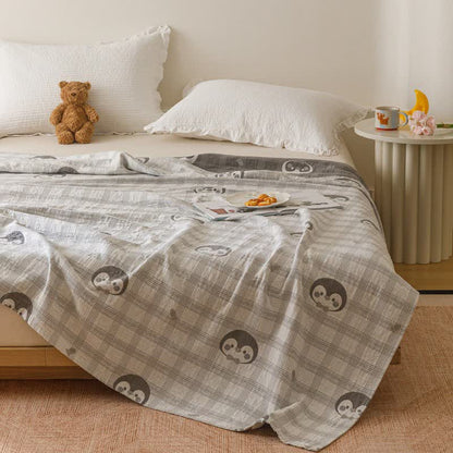 Ownkoti Penguin & Plaid Cotton Gauze Quilt - image 2