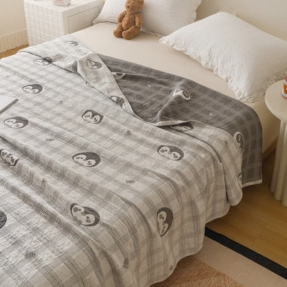 Ownkoti Penguin & Plaid Cotton Gauze Quilt - image 3
