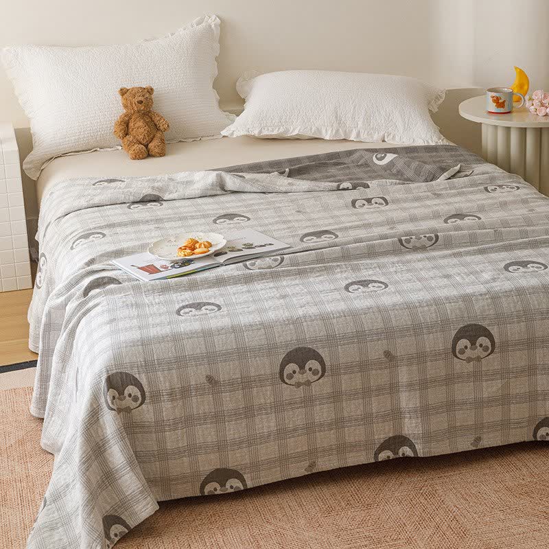 Ownkoti Penguin & Plaid Cotton Gauze Quilt - image 1