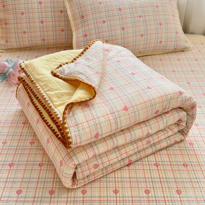 Ownkoti Sweetheart Beige Quilted Polyester Bedding Set - image 3