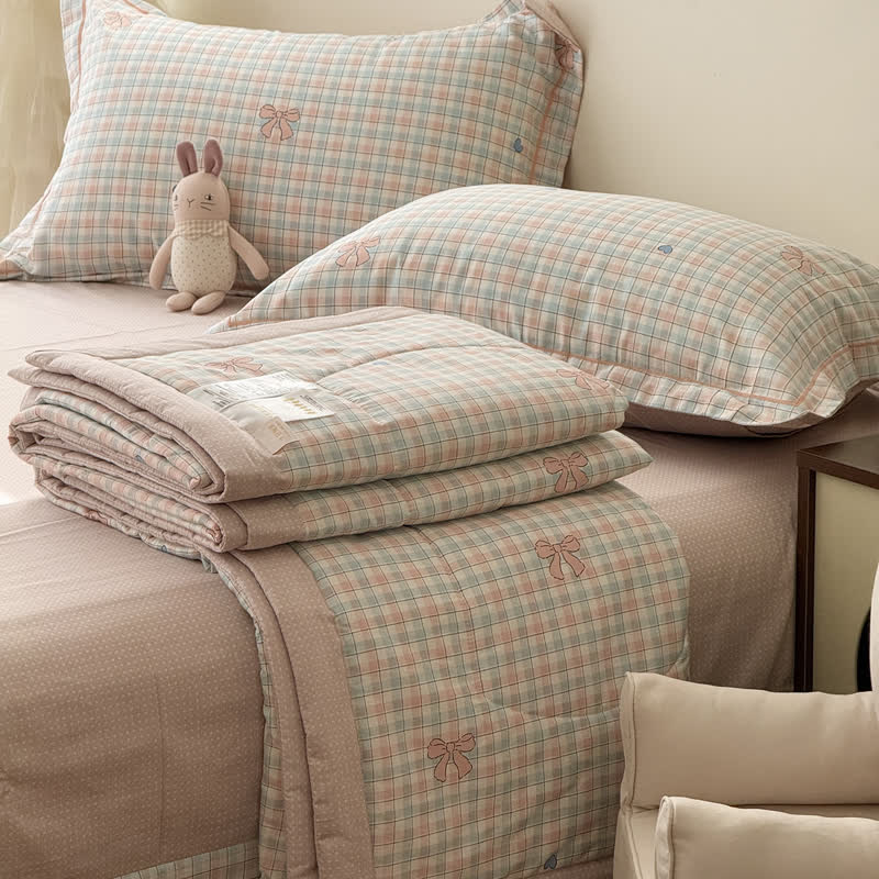 Ownkoti Washed Cotton Pastel Plaid Bedding Set - image 2