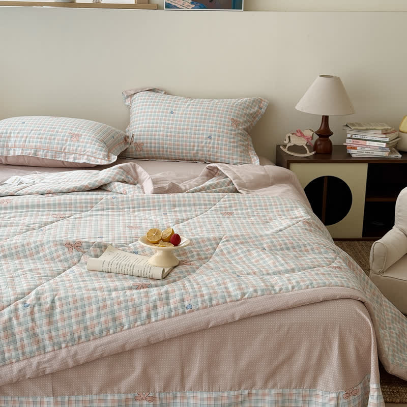 Ownkoti Washed Cotton Pastel Plaid Bedding Set - image 1
