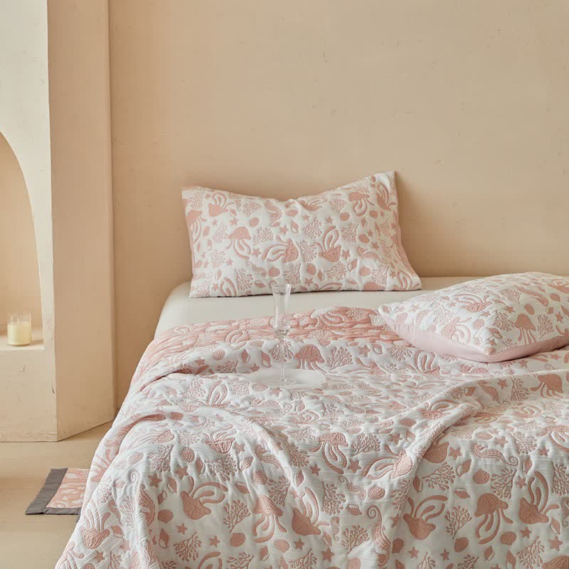 Ownkoti Pink Ocean Life Reversible Quilt Set - image 10