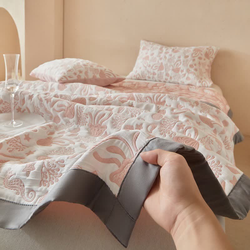 Ownkoti Pink Ocean Life Reversible Quilt Set - image 14