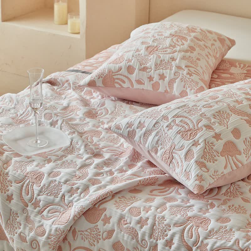 Ownkoti Pink Ocean Life Reversible Quilt Set - image 15