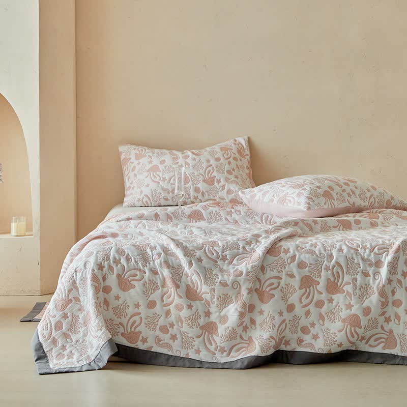 Ownkoti Pink Ocean Life Reversible Quilt Set - image 2