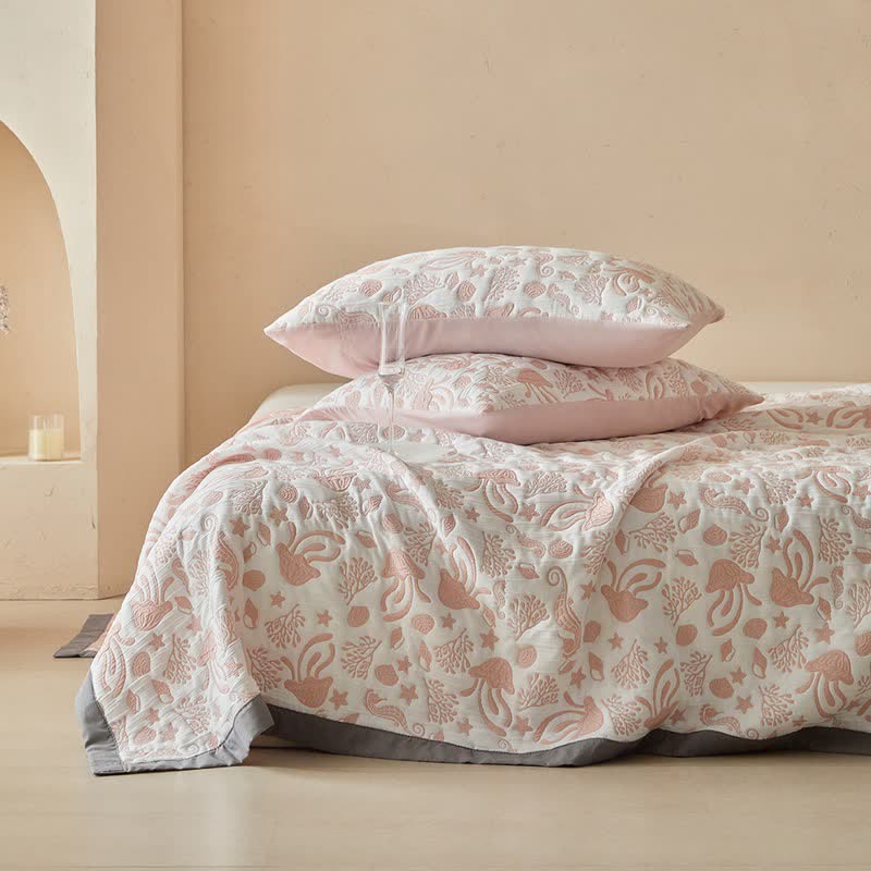 Ownkoti Pink Ocean Life Reversible Quilt Set - image 9