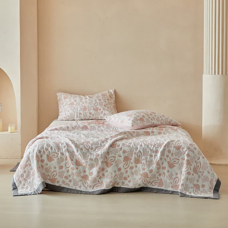 Ownkoti Pink Ocean Life Reversible Quilt Set - image 1