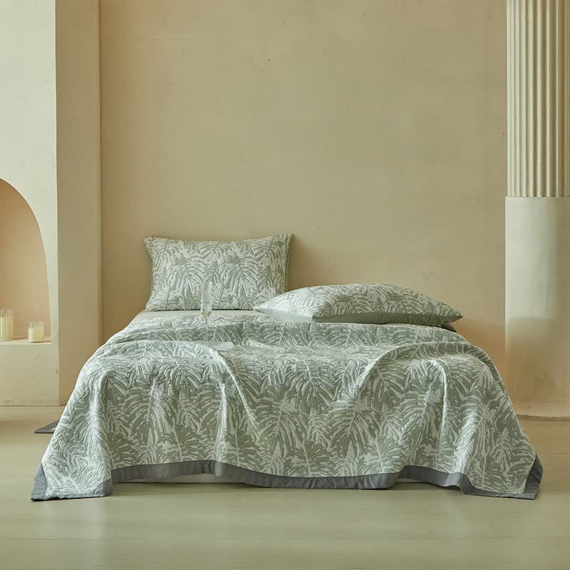 Ownkoti Tropical Palm Leaf Reversible Quilt Set - image 1