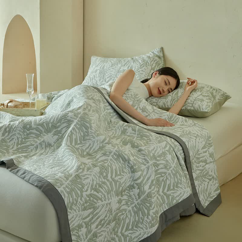 Ownkoti Tropical Palm Leaf Reversible Quilt Set - image 9