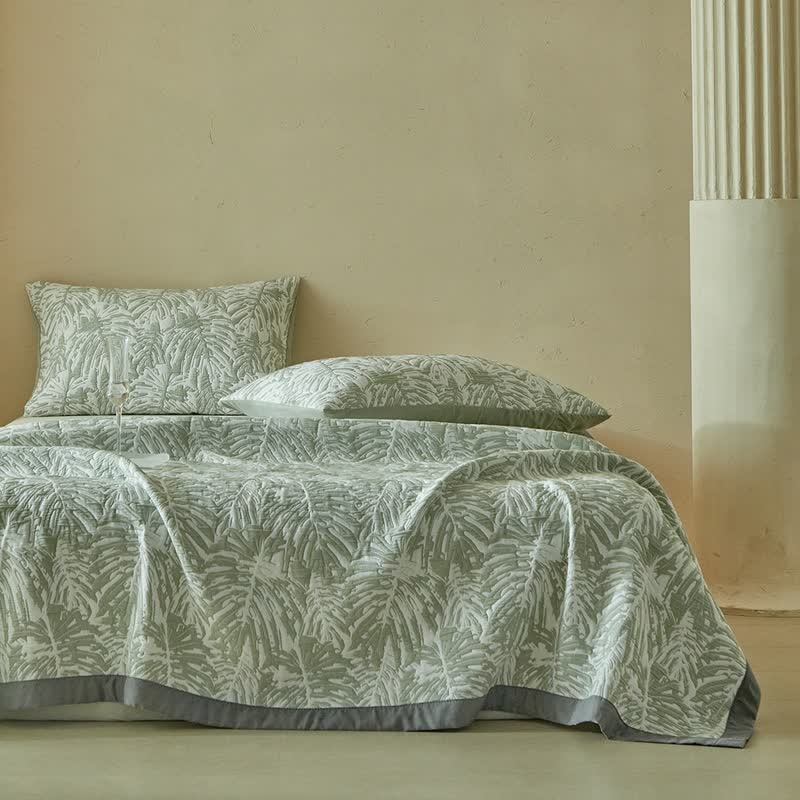 Ownkoti Tropical Palm Leaf Reversible Quilt Set - image 2