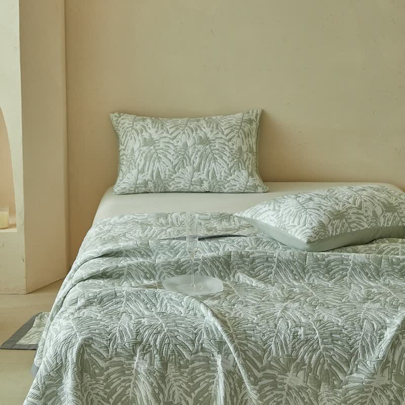 Ownkoti Tropical Palm Leaf Reversible Quilt Set - image 11
