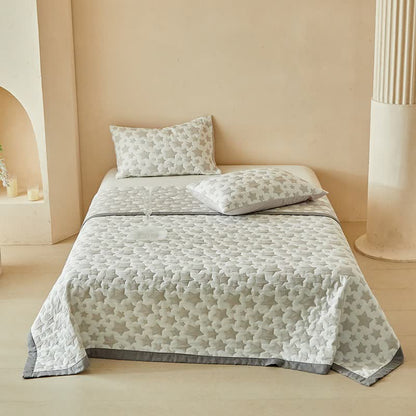 Ownkoti Neutral Star Pattern Reversible Quilt Set - Gray - Quilt with 2PCS Pillowcases - King - image 0