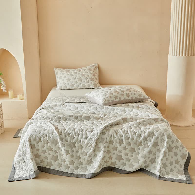 Ownkoti Neutral Star Pattern Reversible Quilt Set - image 2