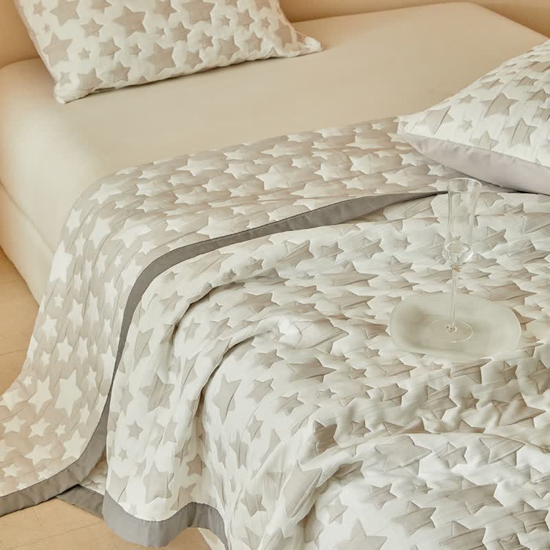 Ownkoti Neutral Star Pattern Reversible Quilt Set - image 15