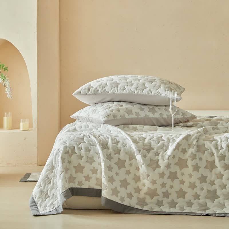 Ownkoti Neutral Star Pattern Reversible Quilt Set - image 6