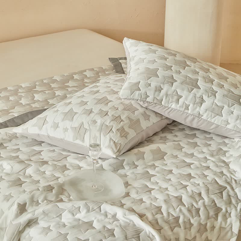 Ownkoti Neutral Star Pattern Reversible Quilt Set - image 17