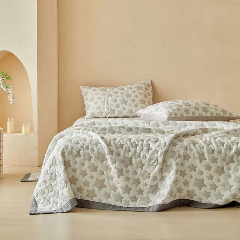 Ownkoti Neutral Star Pattern Reversible Quilt Set - image 5