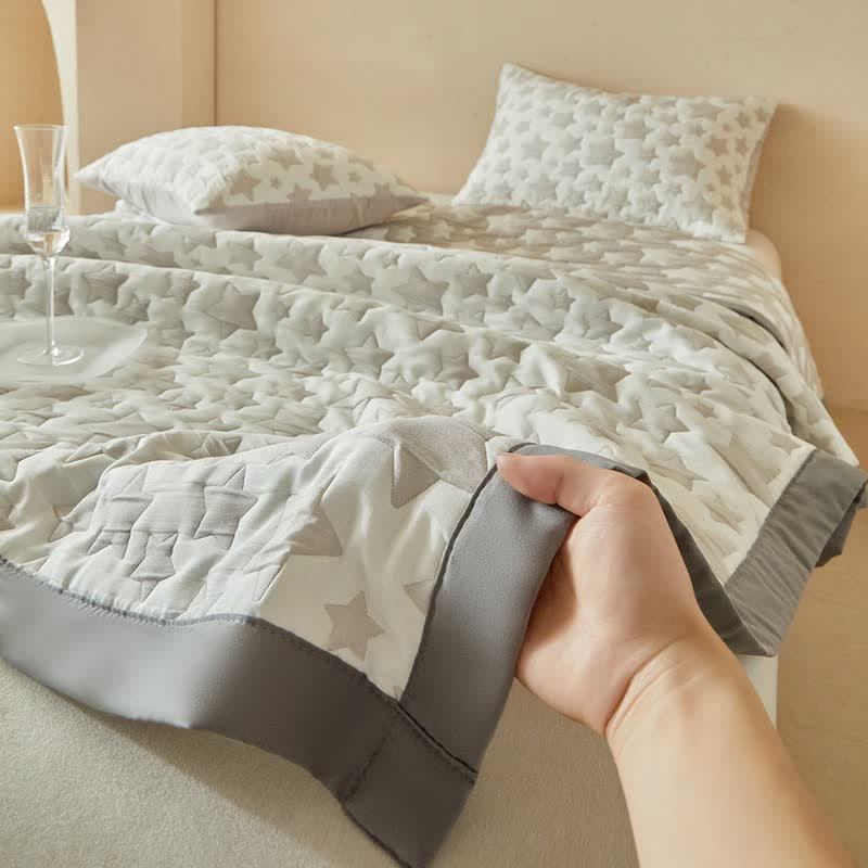 Ownkoti Neutral Star Pattern Reversible Quilt Set - image 13