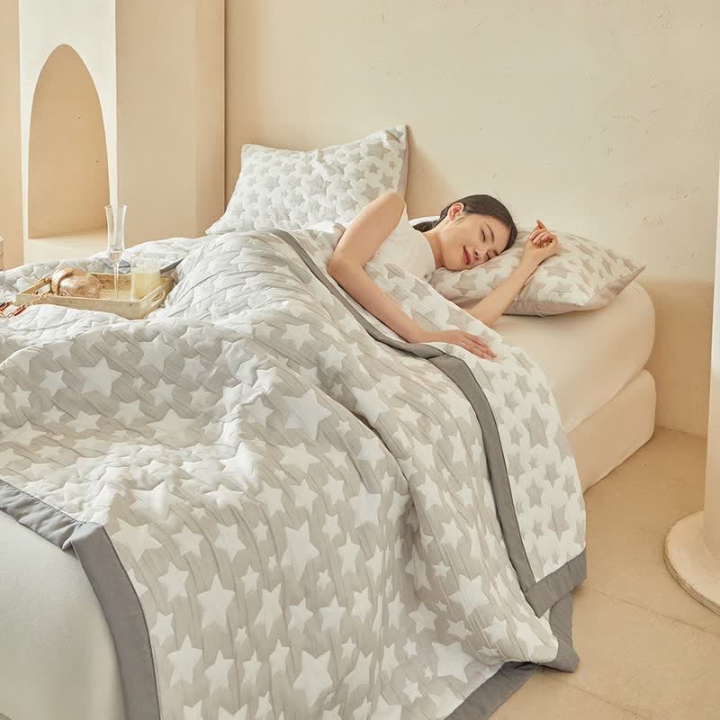 Ownkoti Neutral Star Pattern Reversible Quilt Set - image 11