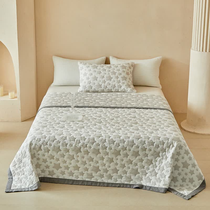 Ownkoti Neutral Star Pattern Reversible Quilt Set - image 3