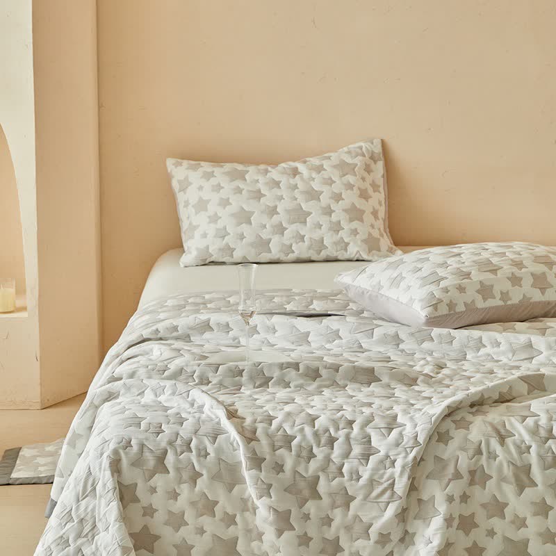 Ownkoti Neutral Star Pattern Reversible Quilt Set - image 14