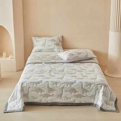Ownkoti Neutral Dinosaur Print Reversible Quilt - Quilt with 2PCS Pillowcases - King - image 0