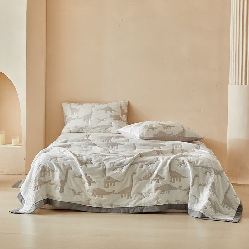 Ownkoti Neutral Dinosaur Print Reversible Quilt - image 1
