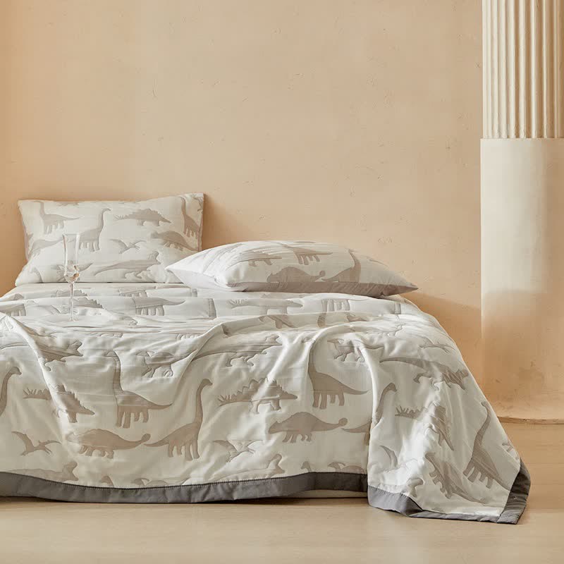 Ownkoti Neutral Dinosaur Print Reversible Quilt - image 3