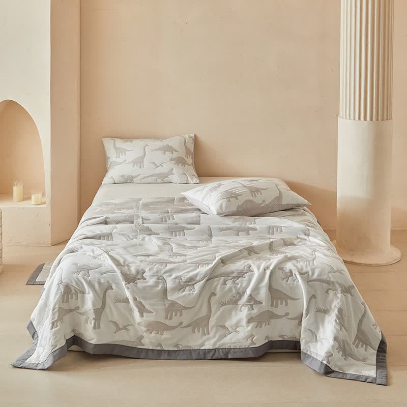 Ownkoti Neutral Dinosaur Print Reversible Quilt - image 2
