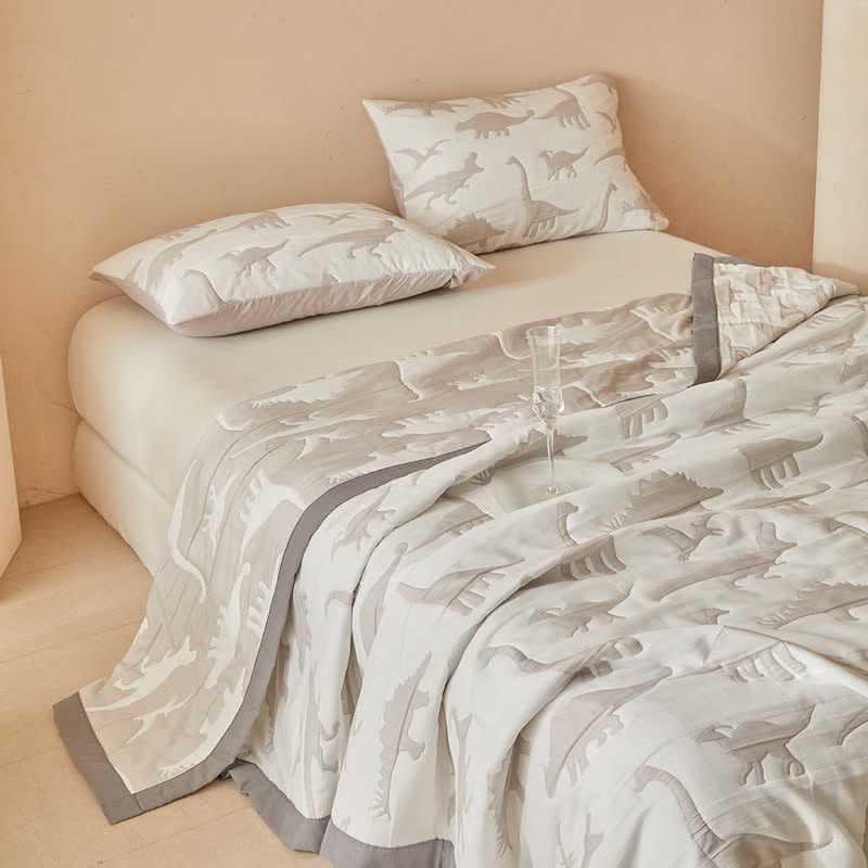 Ownkoti Neutral Dinosaur Print Reversible Quilt - image 9