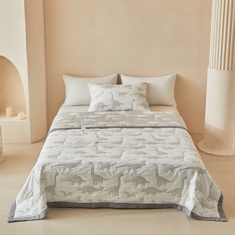 Ownkoti Neutral Dinosaur Print Reversible Quilt - image 4