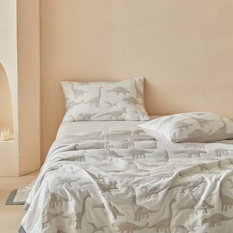 Ownkoti Neutral Dinosaur Print Reversible Quilt - image 14
