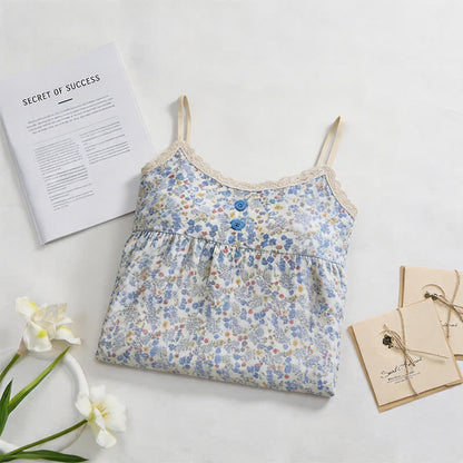 Ownkoti Blue Floral Sleeveless Ruffle Nightdress - image 1