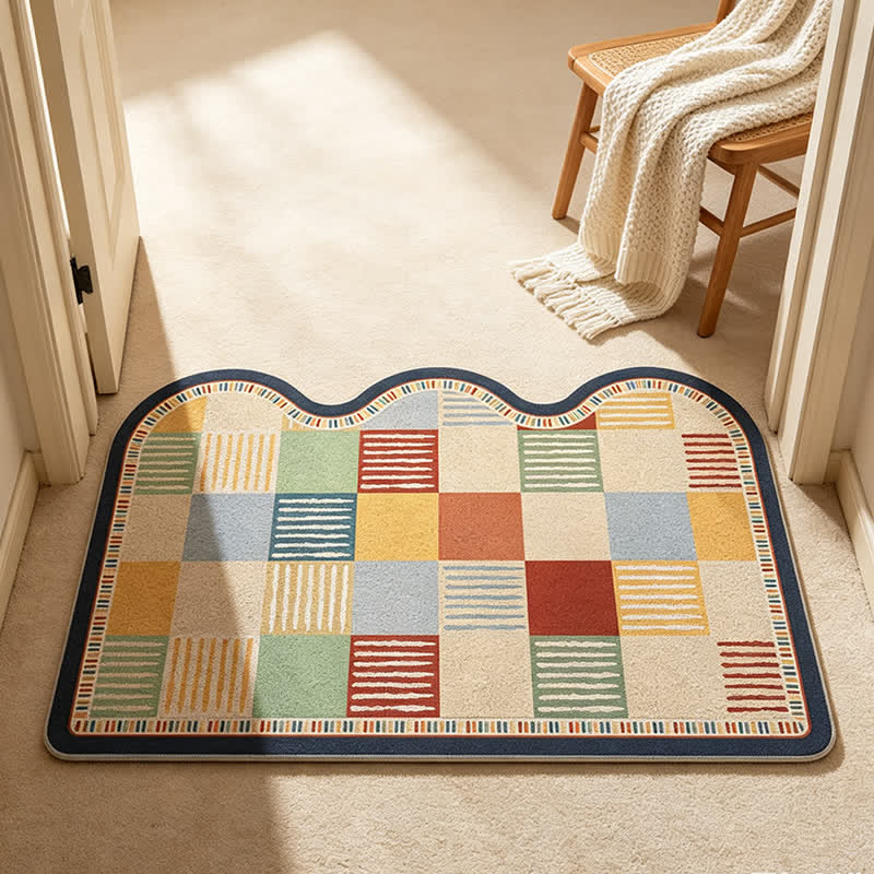 Ownkoti Retro Patchwork Wave Edge Rug - image 1