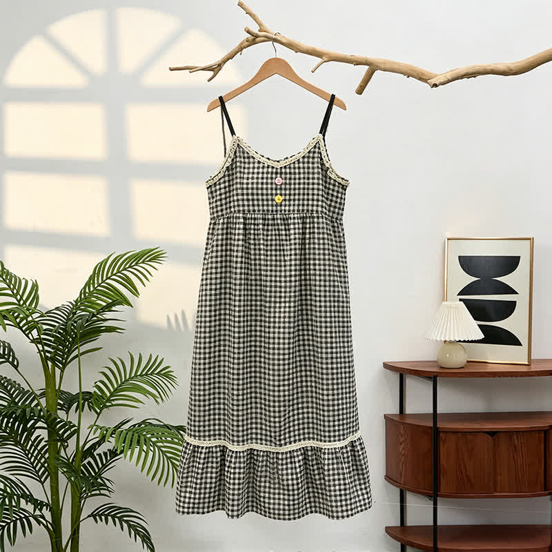 Ownkoti Black White Gingham Ruffle Nightdress - image 5