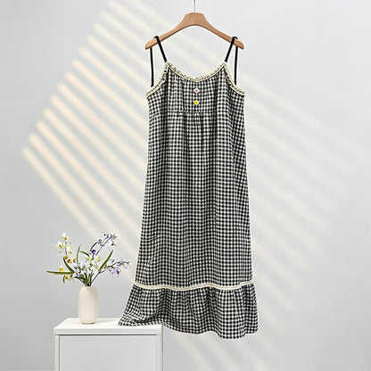 Ownkoti Black White Gingham Ruffle Nightdress - image 3