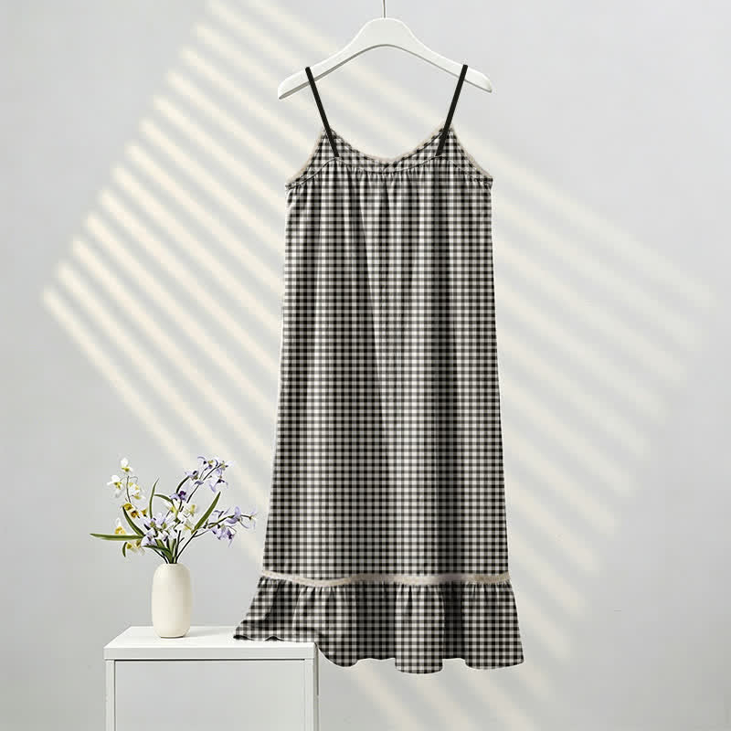 Ownkoti Black White Gingham Ruffle Nightdress - image 4