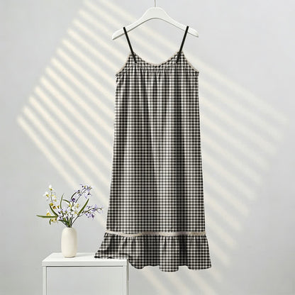 Ownkoti Black White Gingham Ruffle Nightdress - image 4