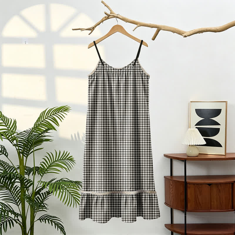 Ownkoti Black White Gingham Ruffle Nightdress - image 6