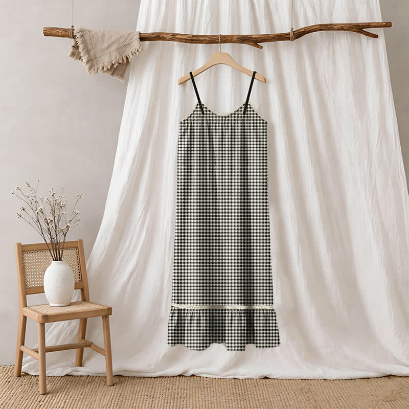 Ownkoti Black White Gingham Ruffle Nightdress - image 2