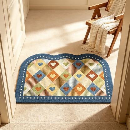 Ownkoti Vintage Heart Check Arch Entry Rug - image 1