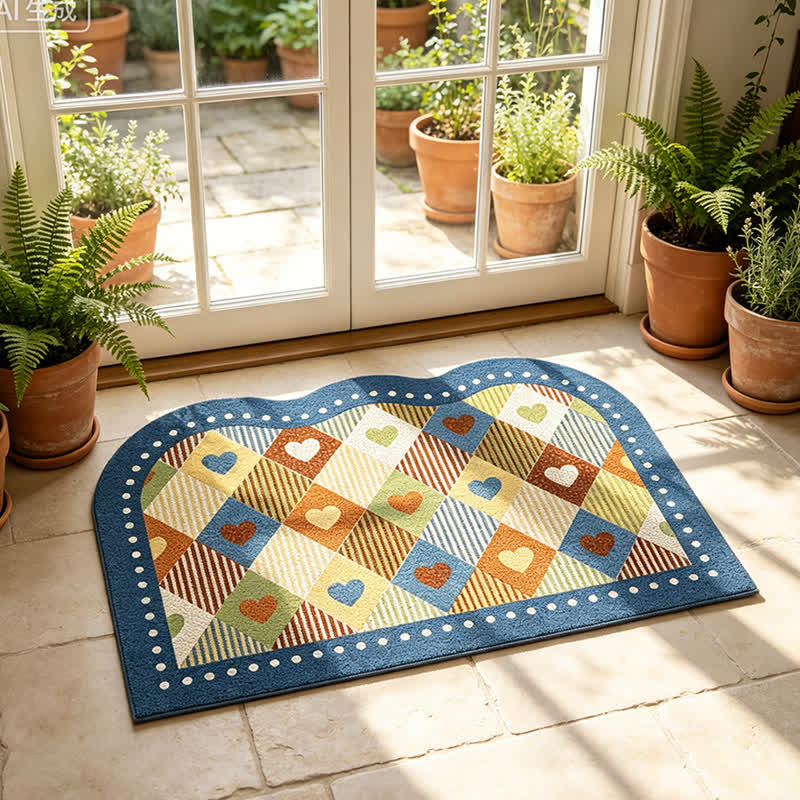 Ownkoti Vintage Heart Check Arch Entry Rug - image 2