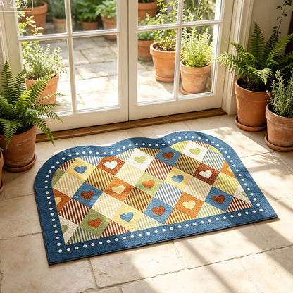 Ownkoti Vintage Heart Check Arch Entry Rug - image 2