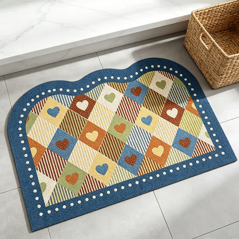 Ownkoti Vintage Heart Check Arch Entry Rug - image 3